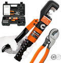 10 Ton Hydraulic Battery Cable Crimper with 9 Dies - Hydraulic Crimper Tool with Dual-Blade Weir Cutter & Spring-Loaded Handle Crimper Kit for 12-2/0 AWG, 1/8" Stainless Steel Railing