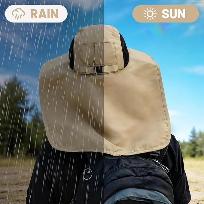 Solar Fan Hat Wide Brim Hat with Fan Sunscreene Neck Flap 3-Speed Outdoor Sun Hat for Fishing,Hiking,USB Solar Charging