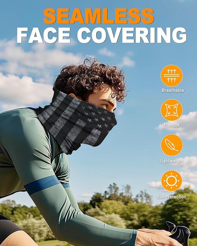 4Pack Neck Gaiter for Men Women Face Cover Mask Head Wrap Balaclava Headwear Bandana Headband Magic Scarf