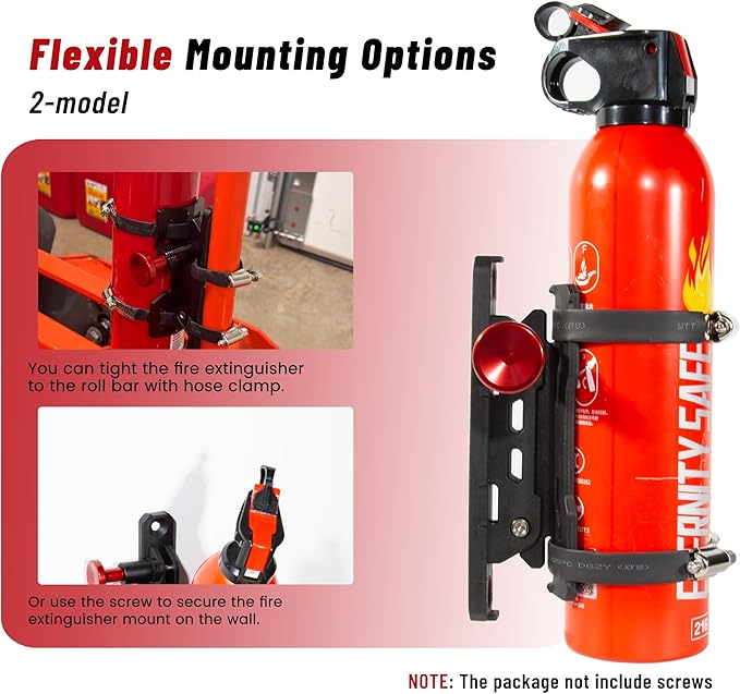 Quick Release Fire Extinguisher Mounts - 2-Pack Car Fire Extinguisher Holder Brackets Compatible with Jeep Wrangler JT, TJ, JL, JKU, UTV, Polaris RZR, Ranger, Can-Am X3, Yamaha – Corrosion-Resistant