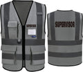 Reflective Security Safety Vests Heavy Duty with 7 Pockets and Front Zipper