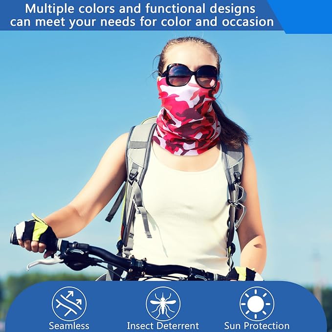 SATINIOR 10 Pcs Cooling Neck Gaiter for Men Women Sunscreen Breathable Bandana Summer UV Protection Face Mask Scarf