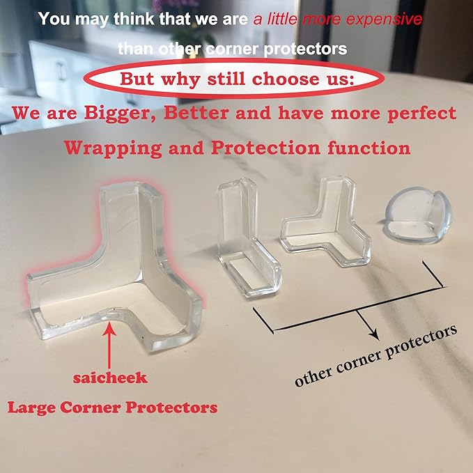 12Pcs Large(Length: 1.7inch) Silicone Corner Protector Baby Proofing,Table Corner Protectors for Baby,Strong Adhesive T Shaped Baby Head Protector Table Corner Protectors for Furniture