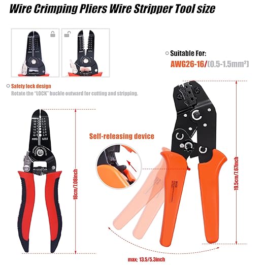 Twidec/640Pcs 2.8/4.8/6.3mm Quick Splice Male and Female Wire Spade Connector Crimp Terminal Golden Kit with Wire Terminal Crimping Pliers Tools 26-16AMG for Electrical Wiring Car Audio Speaker