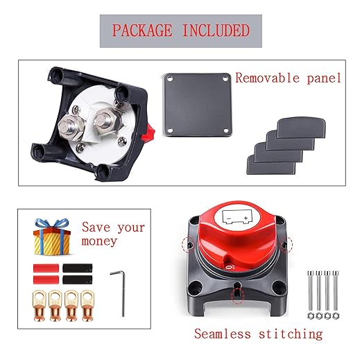 Battery Disconnect Switch 12V 24V 48V Master Isolator Cut Off Switch for Marine Boat Car Truck Camper RV Trailer Vehicles Engine Application (On/Off)