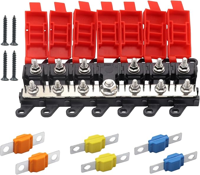 6way Midi Fuse Holder Car Audio Automotive Marine Boat Motor Fuse Blocks Midi Holder 30 Amp 60Amp 100Amp Midi Fuses 1in 6out