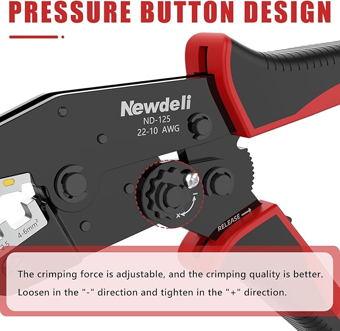 Newdeli Wire Crimping Tool for Heat Shrink Wire Connectors - AWG 22-10 Ratchet Wire Crimper Tool for Electrical Insulated Nylon Wire Terminals Heatshrink Butt Connectors Ratcheting Crimping Plier