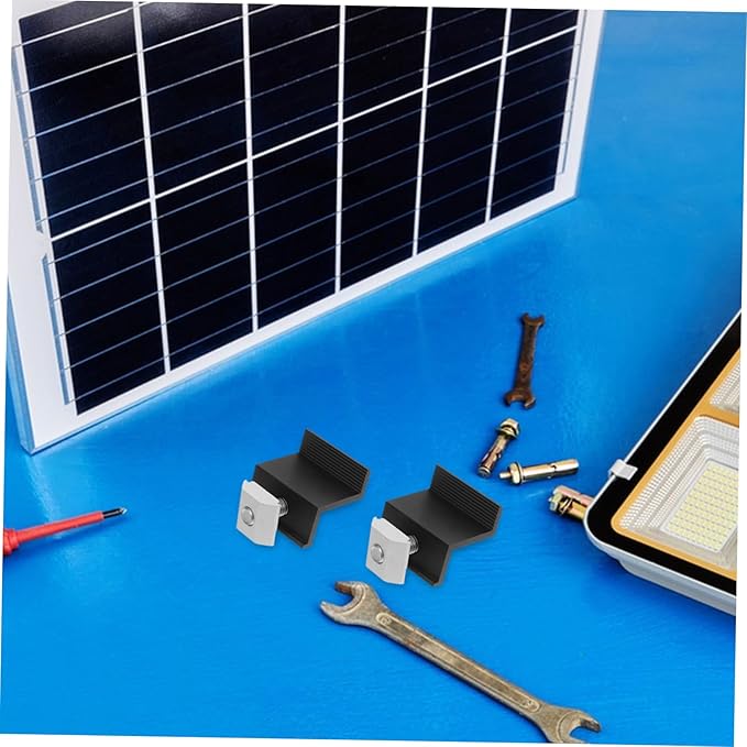 POPETPOP 4pcs Solar Panel Brackets Aluminum Alloy Mounting Clips Middle Clamp End Clamp Solar Mounting Kit for Systems