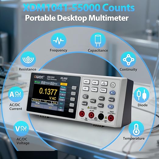 XDM1041 Multimeter, Digital Multimeter with AC/DC Voltage and Current Measurement Ups to 1000V and 10A Multi Tester Portable Multifunctional Electronic Instrument