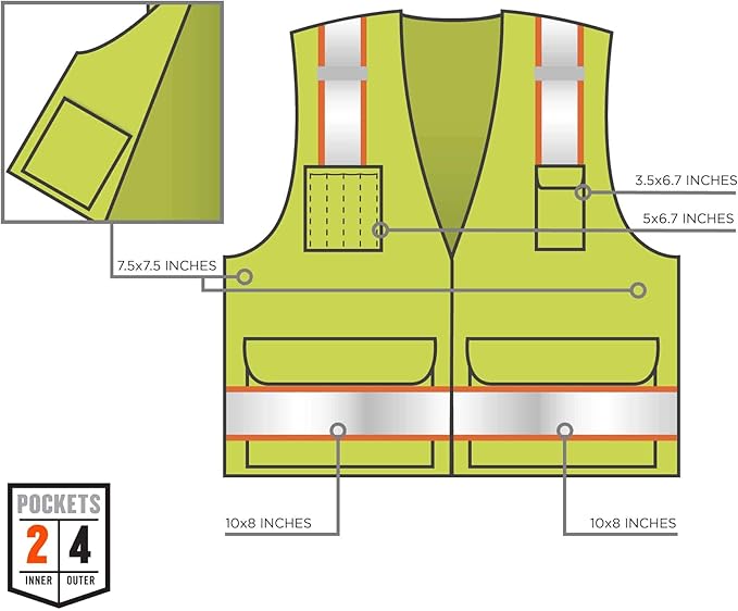Ergodyne Unisex Two-tone Class 2 Two Tone Surveyors Vest, Lime, XX-Large-3X-Large US