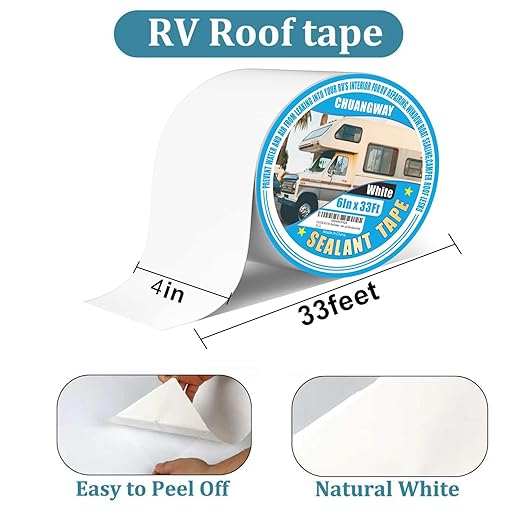 RV Roof Tape white, 4" x 33' Automotive Butyl Sealant Tape for Processing, UV Resistant, Waterproof, Used for RV Roofs, Campervans, Trailers, Boat Seal Leak Repairs, Windows, Headlights (4INCH X33FT)