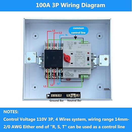 Automatic Generator Transfer Switch 100A 3P 4-Wire 120/240V Automatic/Manual Generator Transfer Switch Ensures Stable Power Transmission, Easy to Use