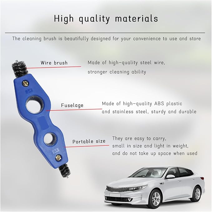 2 PCS Car Battery Terminal Cleaning Brush, 4 in 1 Anti-Rust Auto Battery Cleaner with Steel Wire, Universal Vehicle Battery Terminals Machine Parts Cleaning Tool Accessories (Blue)
