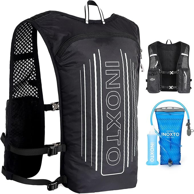 INOXTO Running Hydration Vest Backpack,Lightweight Insulated Pack with 1.5L Water Bladder Bag Daypack for Hiking Trail Running Cycling Race Marathon for Women Men