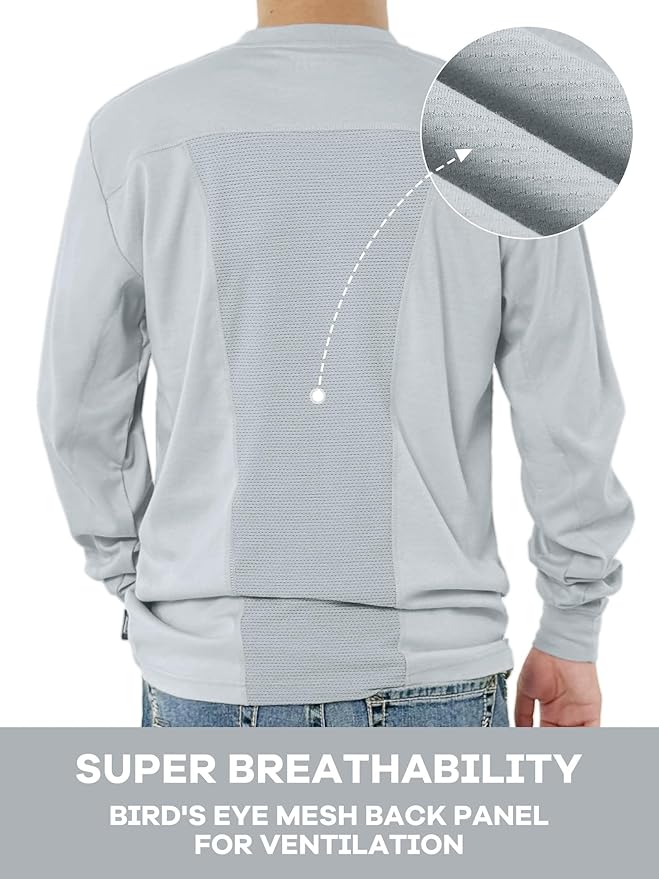 FR Shirts for Men 5.5oz Lightweight Bird's Eye Mesh Back Panel for Ventilation Long Sleeve CAT2 Fire Resistant Shirts