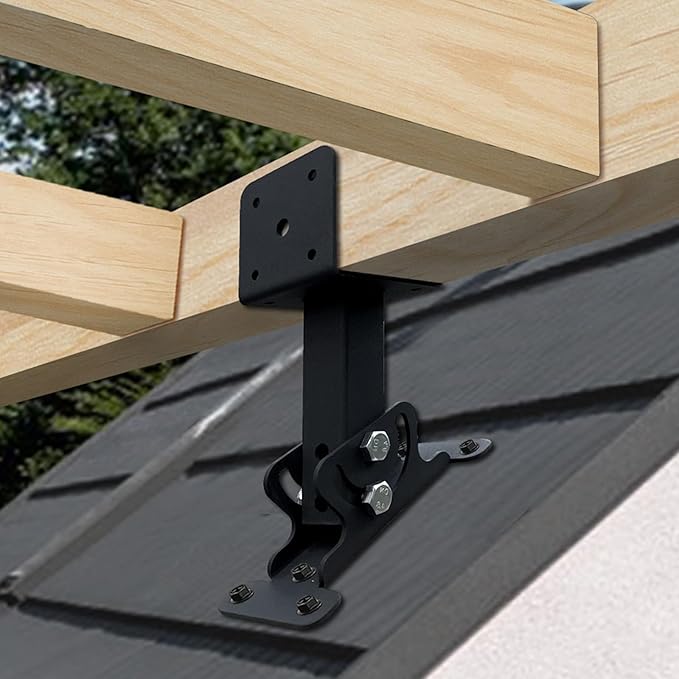 3Pcs Roof Riser Brackets Kit Pergola Roof Riser Beam Bracket, Heavy Duty Roof Mount Brackets 3-1/2" Saddle Black for Wood Post Gazebo Pergola