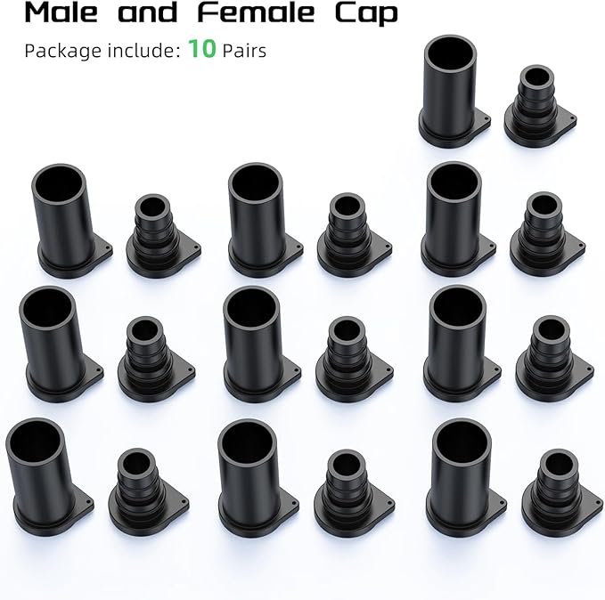 Solar Connector Caps, IP67 Solar Panel Connector Cap Weather Resistant Dust Male and Female Cap for MC-4 Solar Connectors (10 Pairs)