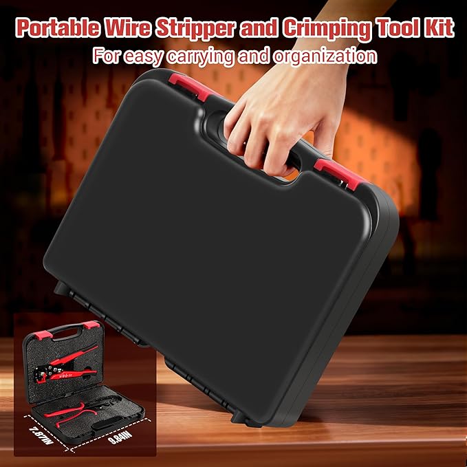Kuject Wire Stripper and Crimping Tool Kit, 3 in 1 Self-Adjusting Wire Stripping for 10-24 AWG with Crimping Tool Set for Heat Shrink Connectors AWG22-10
