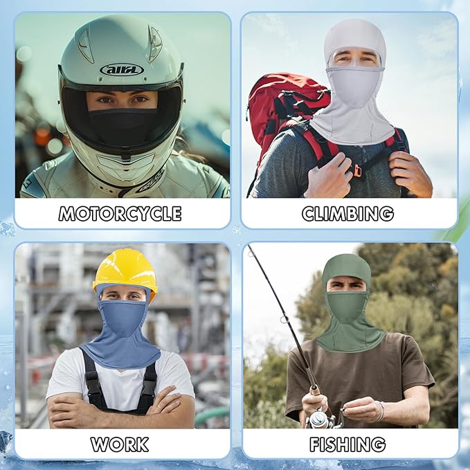 6 Packs Ski Mask Sun UV Protection Hood Breathable, Balaclava Face Mask for Men Women - Motorcycle Fish