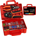 PEBA Ferrule Crimping Tool Kit, 24 Sizes wire Ferrules and Square Crimping Pliers AWG28-7 & Wire Stripper for Electrical Wiring/DIY Terminals | Self-Adjusting Ratchet Crimper - Copper Ferrule Kit