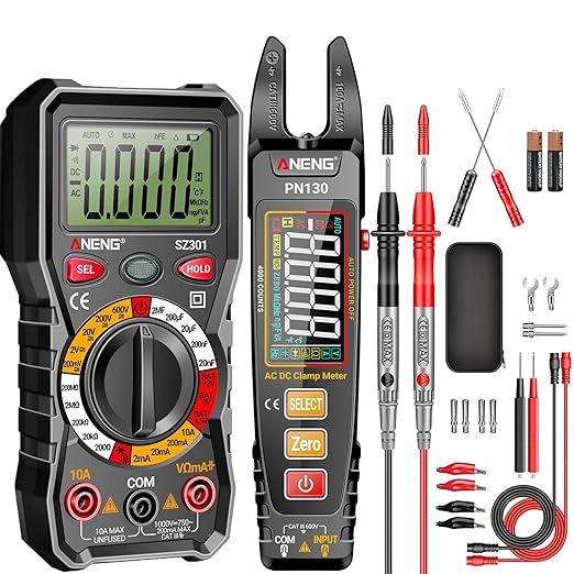 ANENG Multimeter with Clamp Meter,Color LCD Rechargeable Voltmeter Measures AC/DC Voltage,Current,NCV,Resistance,Continuity,Diodes, Amp,Ohm,Frequency,Capacitance,Backlight Electrican Tools
