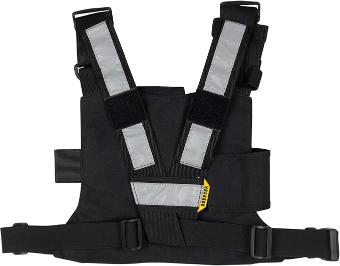 ROBOCUP Radio Chest Harness Vest - Adjustable Utility Organizer with Silent Buckle Closure - Full-Size Ham Radio Pouch, Secure Fit, Work Gear with D-Ring, Reflective Safety Stripes, Hook & Loop Patch
