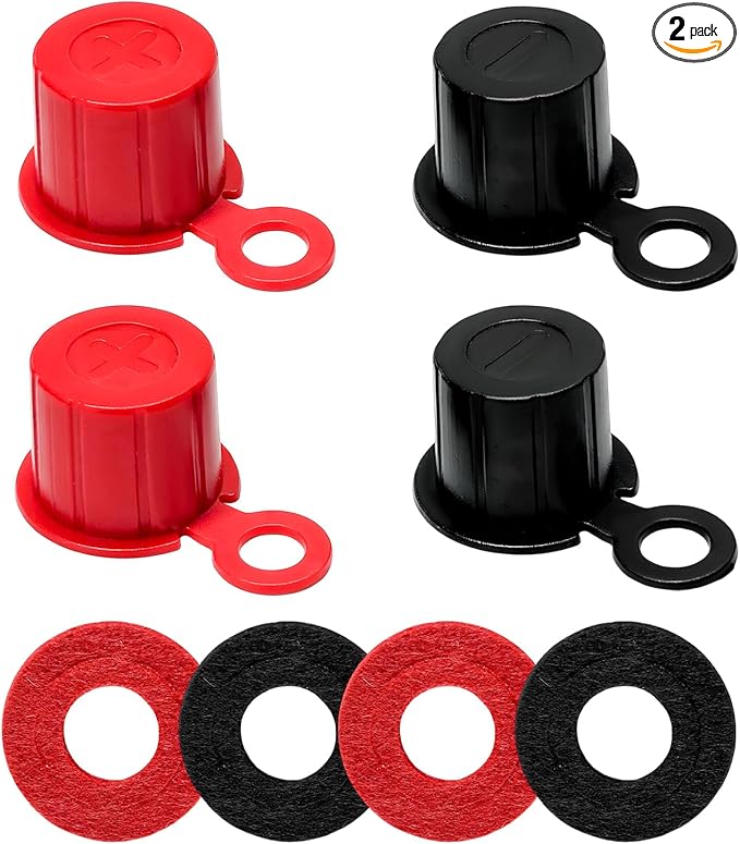 4PCS Car Battery Terminal Cover, Vehicle Battery Post Terminal Cap Insulator Protector with Washers, Universal Positive and Negative Batteries Top Post Caps for SUV Sedan Truck