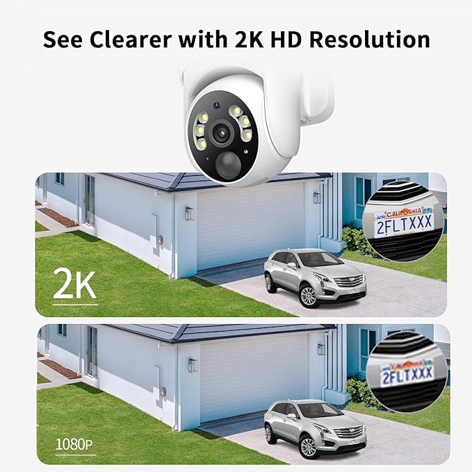 SEHMUA 2K Solar Security Cameras Wireless Outdoor, 4PCS 360° View Pan/Tilt WiFi Security Camera Outside with Color Night Vision （4 Pack）