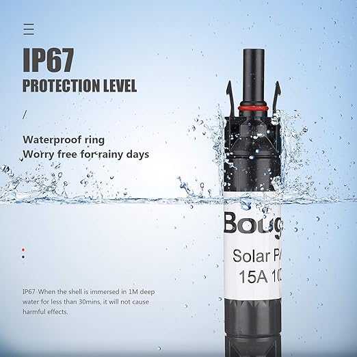 BougeRV 15A Solar Fuse Holder Inline, PV Inline Fuse Holder 15 Amp for Solar Panel and Solar Controller, Waterproof Solar Connector, Solar Surge Protection Device