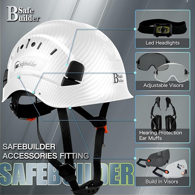 Construction Safety Helmet ABS Hard Hat Adjustable Ventilation System Hardhats Industrial Work Head Protection for Men Certified ANSI/ISEA Z89.1
