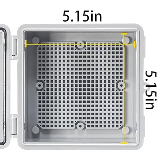 Waterproof Electrical Box Outdoor Electrical Box with Mounting Plate, Plastic Snap Latch Hinged Suitable for Marine Vessels, Garages, and Solar Panel Installations Gray Cover 5.9"x5.9"x3.5"