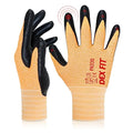 DEX FIT Nitrile Work Gloves FN330, 1 Pair, 3D-Comfort Stretchy Fit, Firm Grip, Thin & Lightweight, Touch-Screen Compatible, Durable, Breathable & Cool, Machine Washable; Orange S (7)