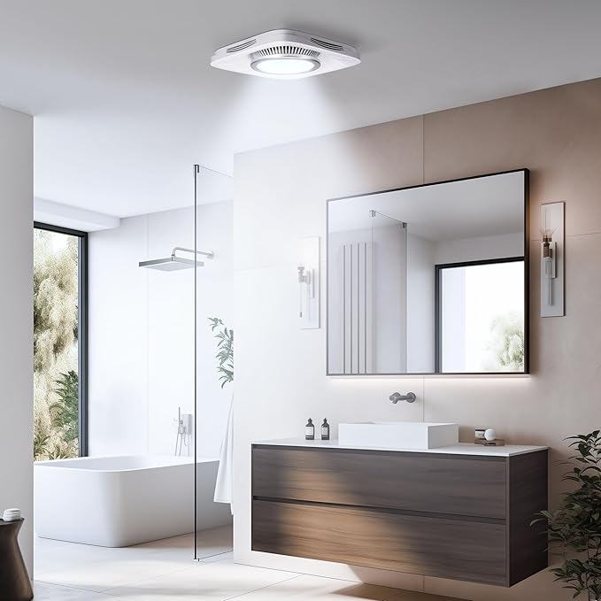 VIVOHOME Bathroom Exhaust Fan with Light, Max 110 CFM 1.0 Sone Shower Ventilation Fan, Super Quite Fan w/ 6000 K 1000LM LED Cool White Light, for 4'' Duct Ceiling Mount