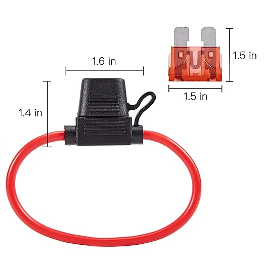FEBRYTOLD 10 Gauge Inline Fuse Holder - Waterproof Pigtail Fuse Relay with 2 Pack 30AMP & 40AMP Blade Fuses for Car, Truck, Boat & Motorcycle
