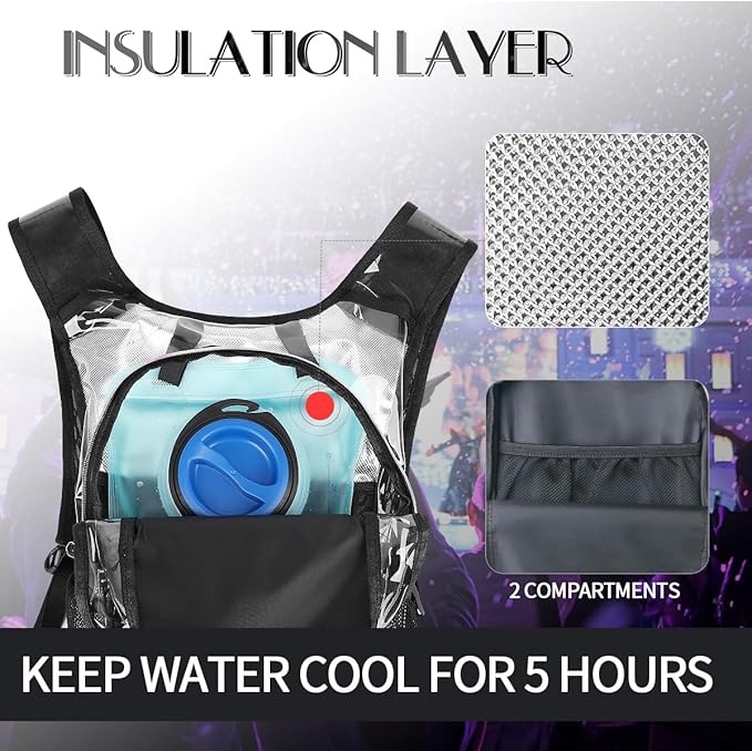 Hydration Pack, Water Backpack with 3L Hydration Bladder Lightweight Insulation, Festival Essential, Rave Hydration Backpack, Hydropack Backpack for Rave, Hiking, Biking, Festival Gear
