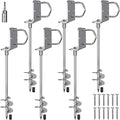 18" Heavy Duty Screw in Ground Anchors Kit, 3" Spiral Windproof Earth Anchors for Trampoline, Shed, Swing Set & Mobile Home, Fully Welded Steel with Nut Driver Drill Bit (Set of 6)