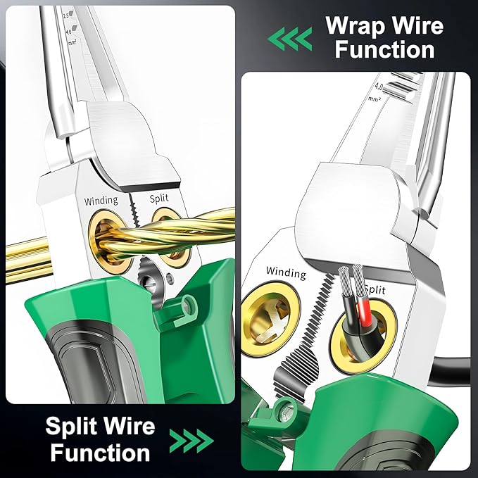 8 in 1 Wire Stripping Pliers with Voltage Tester, Multi-function Wire Stripper Electrician's Pliers, Electric Wire Stripping Tool, Electrician Repair Tool (Green)