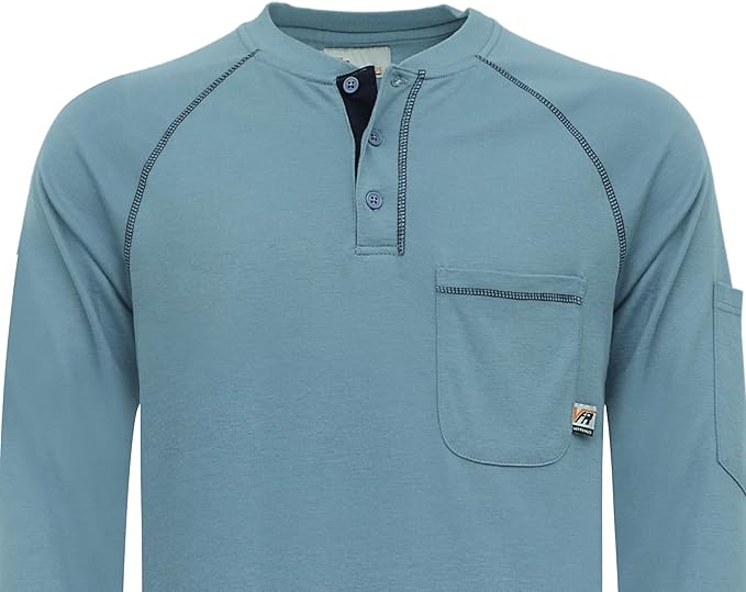 VATRENUS FR Shirts Henley 5.5oz 100% Cotton Flame Resistant Long Sleeve T-Shirts
