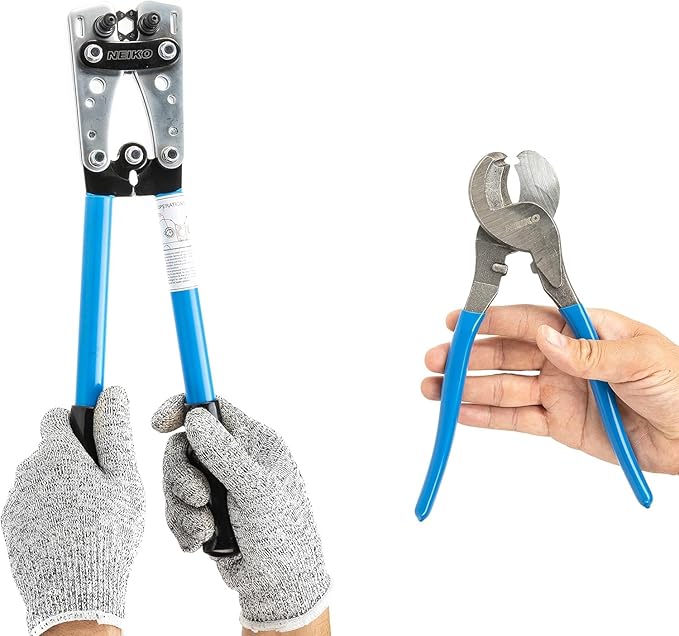 NEIKO 02039A Lug Crimping Plier and Cable Cutter Set, Battery Cable Crimping Tool, 8-0 AWG, 6mm - 50mm, Electrician Wire Crimper Tool