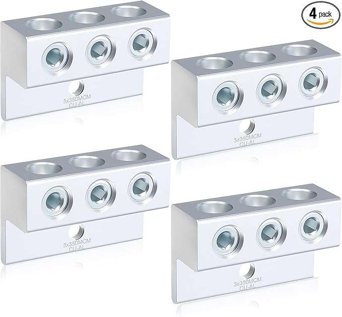 Blulu 4 Pieces Dual Aluminum Ground Lug Dual Rated Double Wire Splice Aluminum Mechanical Lug (350 Mcm-6awg)