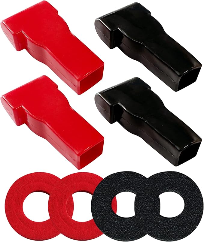 Ampper Top Post Flexible Battery Terminal Cover, Battery Terminal Clamp Insulator Protector W/Washers for Car, Vehicle, RV and Boat (Specific, 2 Sets)