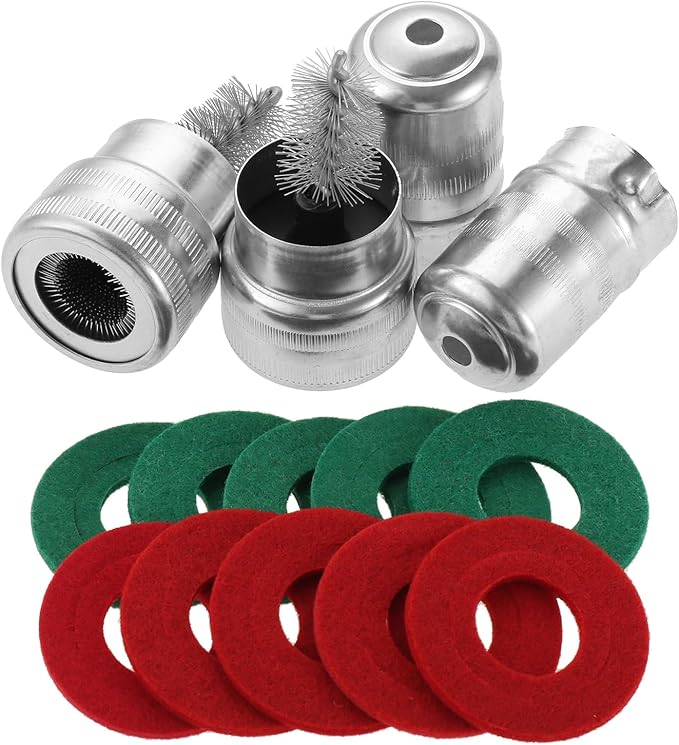 2 Pcs Battery Terminal Cleaning Brush and 10pcs Battery Terminal Anti-Corrosion Washers Protector Fiber 5 Green & 5 Red for Car Marine Boat Battery
