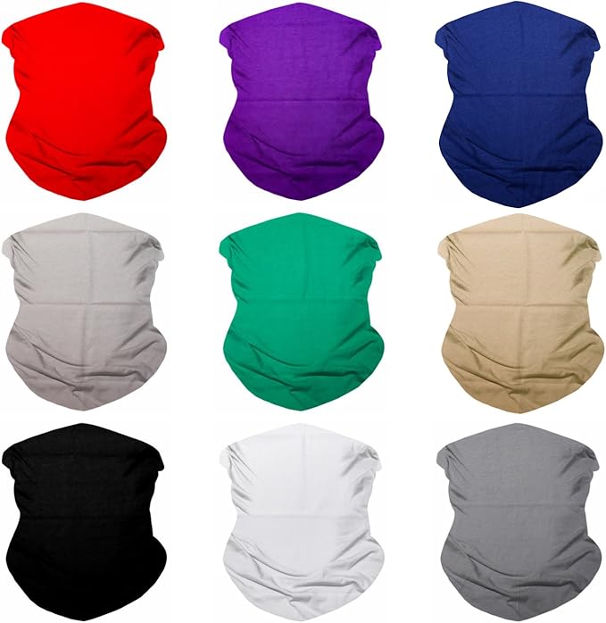 Sojourner Neck Gaiter, Bandana, Buff (9 Pack) - Face Cover for Men, Women, and Teens - Neck Warmer UV Sun Protection Gator