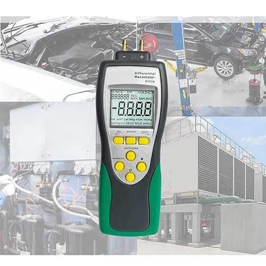 Professional-Grade Digital Manometer, ±241.3kPa/35PSI Gas Pressure Tester with Backlit LCD, 11 Units Conversion MAX/MIN/AVG & Data Logging, HVAC/Automotive Diagnostic Tool (Includes Battery)