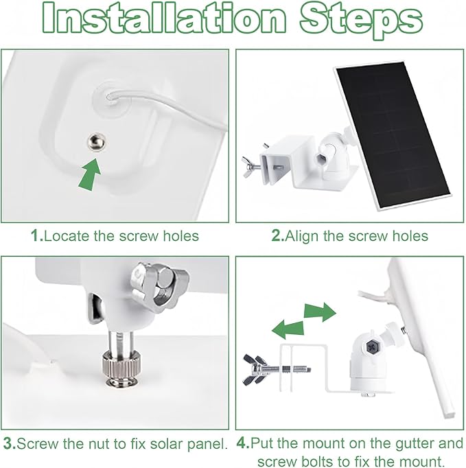 4 Pack Gutter Mount Compatible for Ring Solar Panel, Universal Solar Panel Ring Gutter Mount for Arlo, Arlo pro, Arlo pro2, Reolink Cams and Other Solar Panel