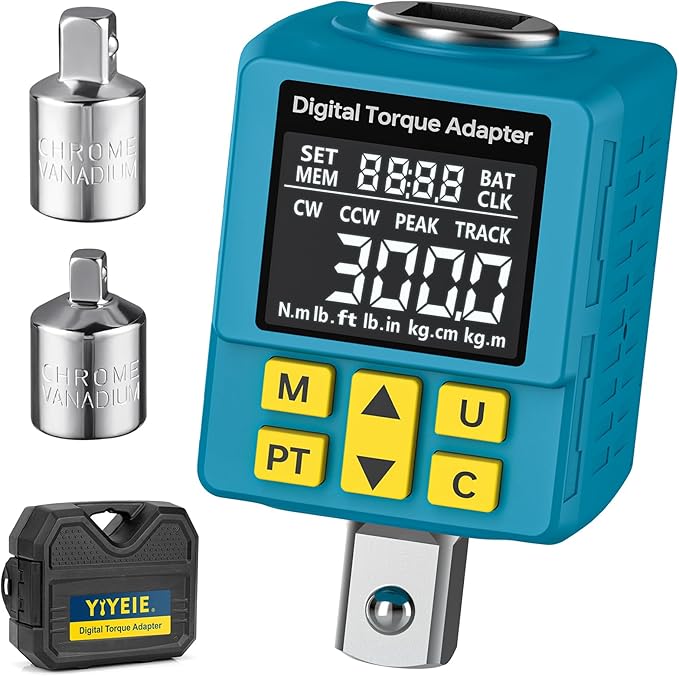 Heavy-duty Digital Torque Adapter, (±1% Accuracy, 40-300Ft-lb), 1/2" Digital Torque Wrench Adapter for Auto, Versatile Meter - Alert | Peak/Track | Preset | Store/Delete, for Machinery Repairs(406N.m)
