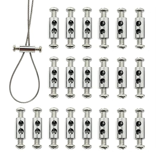 20 Pieces of M4 Wire Rope Clamps, 1/8 inch Rope, Made of Copper and Stainless Steel, Suitable for Outdoor Hanging, Reusable, and Never rusts.