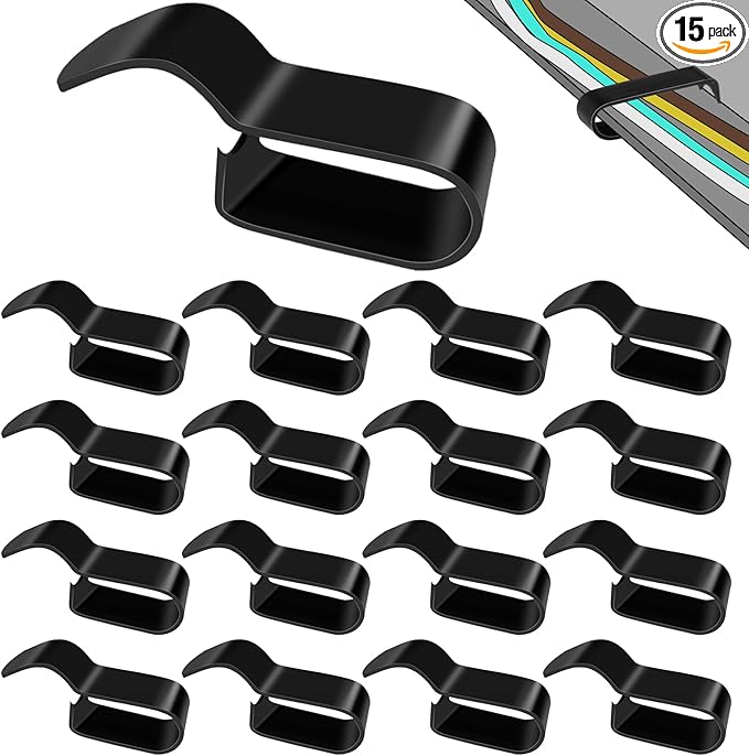 15 Pack Trailer Frame Wire Clips Black Push-On Chassis Wire Clips Anti-Corrosion Spring Steel Harness Fasteners for Automotive Boat Trailer or Marine Wiring Management (1/4")