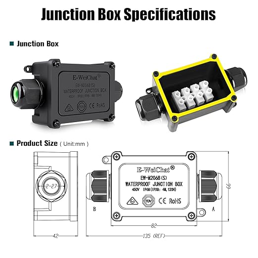 2 Pcs 2 Way IP68 Waterproof Junction Box, Outdoor/Underground Electrical Box for Street Lights, Buried Lamps, Lighting Connections