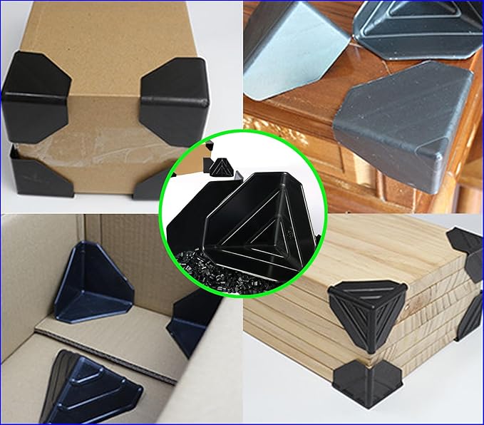 80 Pack Shipping Box Corner Protectors Plastic Packaging Edge Protectors,Plastic Heavy Duty Shipping Box Corner Protectors Corner Guards for Boxes, Cartons, Panel Packaging, Black (2.4 x 2.4 x 2.4）in
